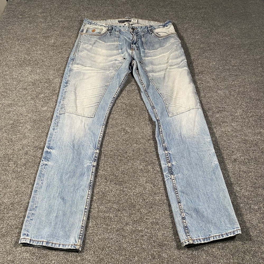 Vintage Y2K Rocawear Straight Fit Double Knee Faded Denim Jeans Mens 38x34 Baggy